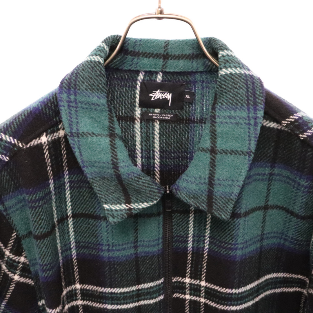 STUSSY(ステューシー)のSTUSSY ステューシー Heavy Wool Plaid Shirt JACKET チェック柄 ジップアップ ウール シャツジャケット グリーン 111945-001 メンズのジャケット/アウター(フライトジャケット)の商品写真