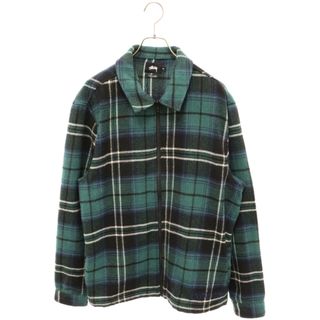 ステューシー(STUSSY)のSTUSSY ステューシー Heavy Wool Plaid Shirt JACKET チェック柄 ジップアップ ウール シャツジャケット グリーン 111945-001(フライトジャケット)