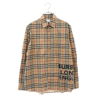 バーバリー(BURBERRY)のBURBERRY LONDON バーバリーロンドン ロゴ プリント ノバチェック レギュラー カラー 長袖 シャツ ベージュ 8017567 69E(シャツ)