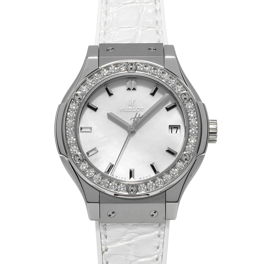 HUBLOT(ウブロ)の中古 ウブロ HUBLOT 581.NE.6070.LR.1204.JPN16 ホワイトシェル レディース 腕時計 レディースのファッション小物(腕時計)の商品写真