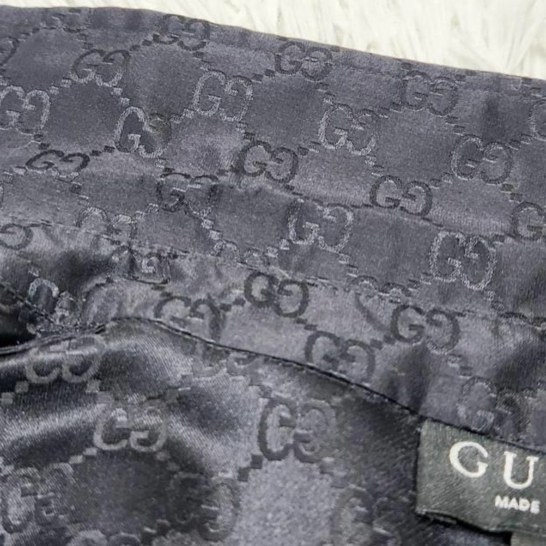 Gucci(グッチ)の【未使用タグ付き】グッチ GG総柄 ブラウス 40 M シルク混 レディース 黒 レディースのトップス(シャツ/ブラウス(長袖/七分))の商品写真