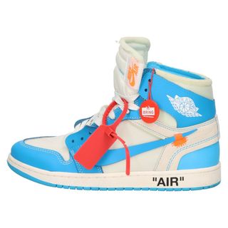 ナイキ(NIKE)のNIKE ナイキ ×OFF-WHITE AIR JORDAN 1 POWDER BLUE UNC AQ0818-148 オフホワイト エアジョーダン1 パウダーブルー ハイカットスニーカー ホワイト/ブルー US10/28cm(スニーカー)