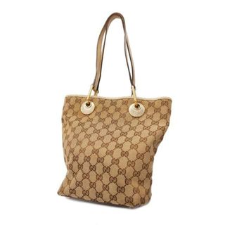 グッチ(Gucci)の【4ib2350】グッチ トートバッグ/GGキャンバス/120840/キャンバス/アイボリー/ベージュ/ゴールド金具 【中古】 レディース(トートバッグ)