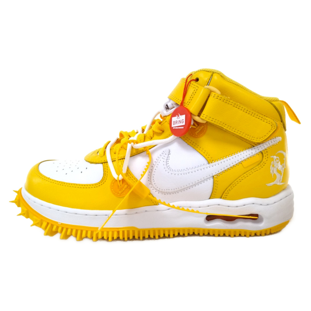 NIKE(ナイキ)のNIKE ナイキ ×OFF-WHITE AIR FORCE 1 MID SP LTHR DR0500-101 オフホワイト エア フォース 1 ミッドカットスニーカー ホワイト/イエロー US10/28cm メンズの靴/シューズ(スニーカー)の商品写真