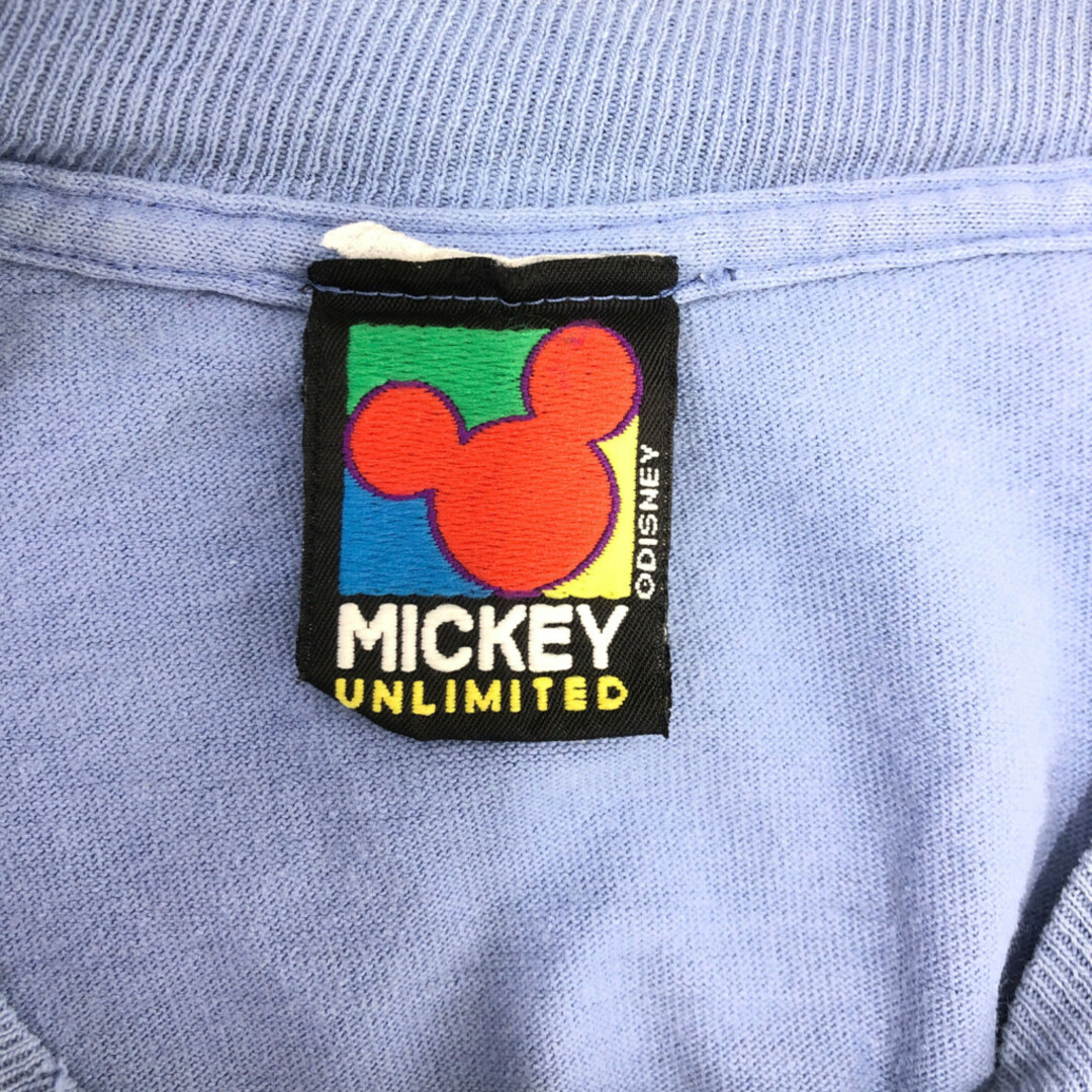 Disney(ディズニー)のDisney ディズニー MICKEY UNLIMITED ミッキー ミニー 半袖Ｔシャツ アニメT キャラクター ライトブルー (メンズ XL相当) 中古 古着 Q6413 メンズのトップス(Tシャツ/カットソー(半袖/袖なし))の商品写真