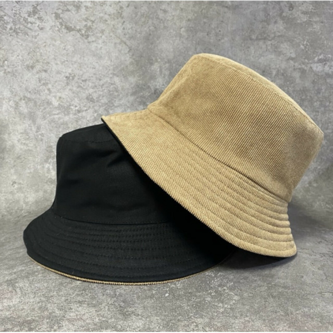コーデュロイ バケットハット ベージュ レディース 小物 帽子 新品 美品 茶色 レディースの帽子(ハット)の商品写真