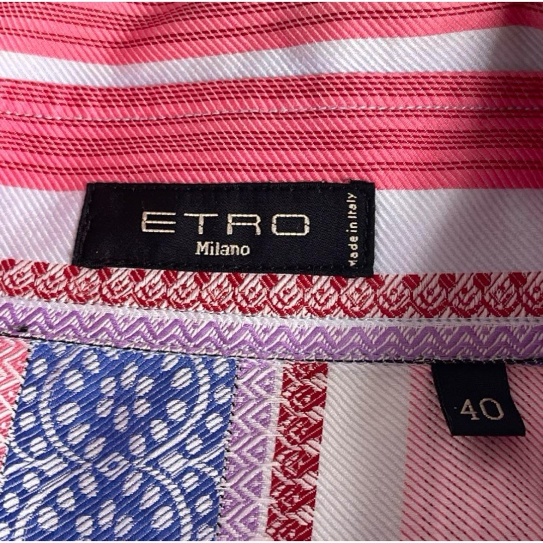 ETRO(エトロ)の美品　エトロ　イタリア製　ペイズリー柄　ストライプシャツ　40 レディースのトップス(シャツ/ブラウス(長袖/七分))の商品写真