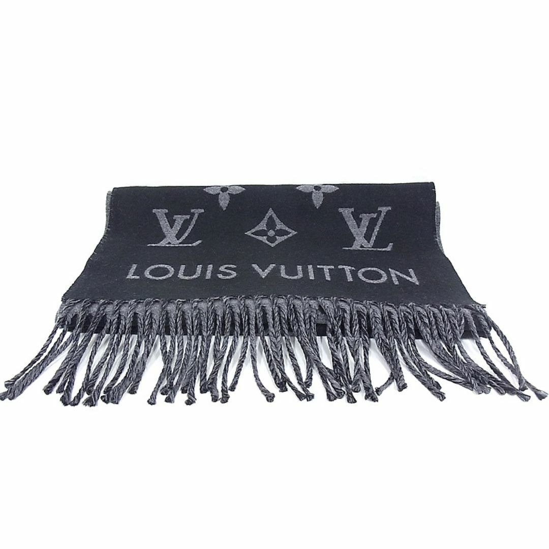 LOUIS VUITTON(ルイヴィトン)のルイヴィトン　LOUIS VUITTON　マフラー オール アバウト モノグラム　ブラック×グレー M79225 　レディース　メンズ　 グレー レディースのファッション小物(マフラー/ショール)の商品写真