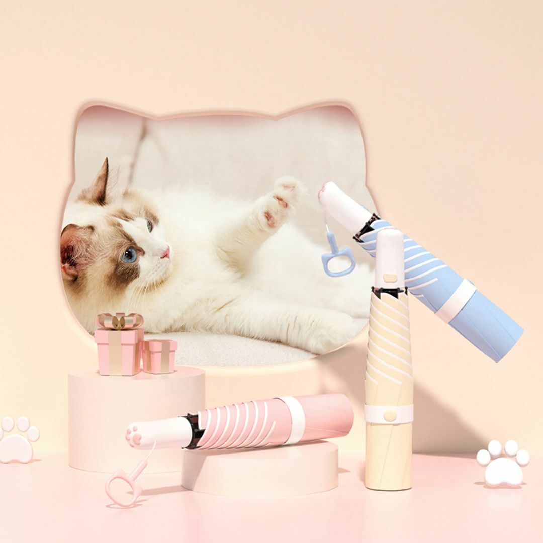 【色: ピンク】Honsheng 【猫の足傘】 日傘 折りたたみ傘 uvカット  レディースのファッション小物(その他)の商品写真