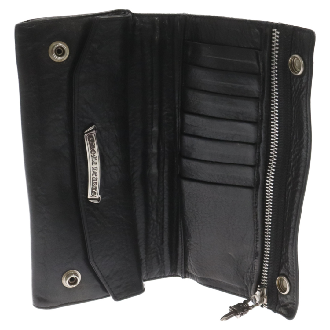 Chrome Hearts(クロムハーツ)のCHROME HEARTS クロムハーツ LONG WALLET グリーシー クロスボタンレザー ロングウォレット 長財布 ブラック メンズのファッション小物(長財布)の商品写真