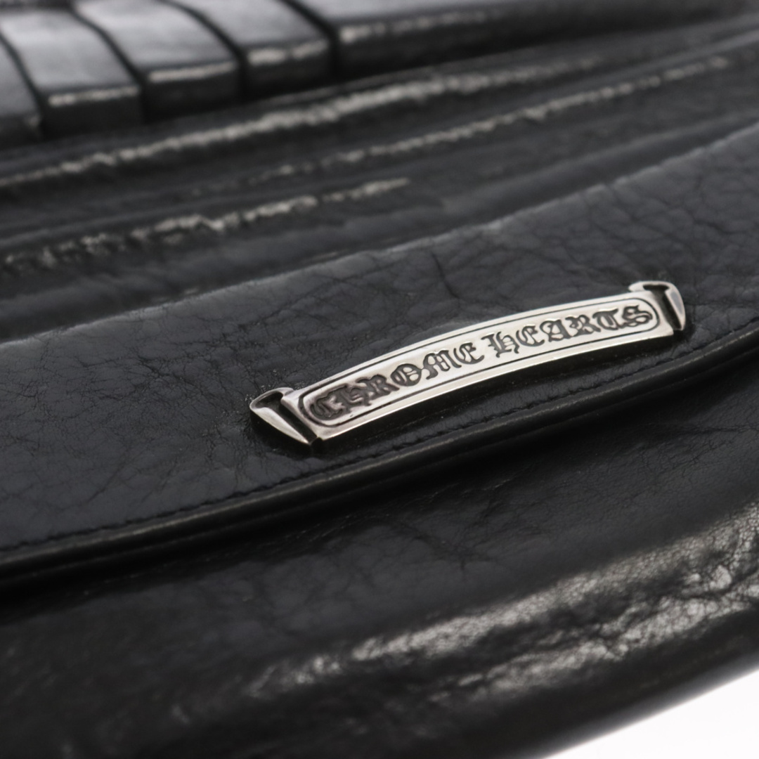 Chrome Hearts(クロムハーツ)のCHROME HEARTS クロムハーツ LONG WALLET グリーシー クロスボタンレザー ロングウォレット 長財布 ブラック メンズのファッション小物(長財布)の商品写真