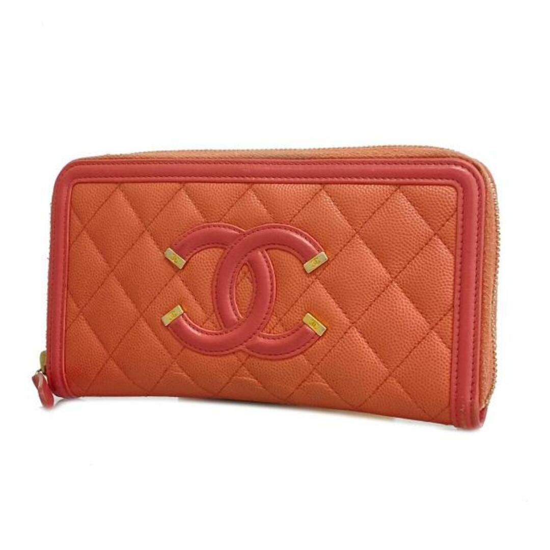 CHANEL(シャネル)の【4ib2392】シャネル 長財布/CCフィリグリー/キャビアスキン/ピンク/シャンパンゴールド金具 【中古】 レディース レディースのファッション小物(財布)の商品写真