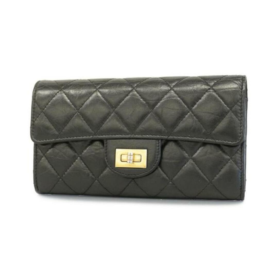 CHANEL(シャネル)の【4ib2403】シャネル 長財布/マトラッセ/2.55/ラムスキン/ブラック/ゴールド金具 【中古】 レディース レディースのファッション小物(財布)の商品写真