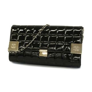 シャネル(CHANEL)の【4ib2405】シャネル ショルダーバッグ/チョコバー/チェーンショルダー/パテントレザー/ブラック/シルバー金具 【中古】 レディース(ショルダーバッグ)