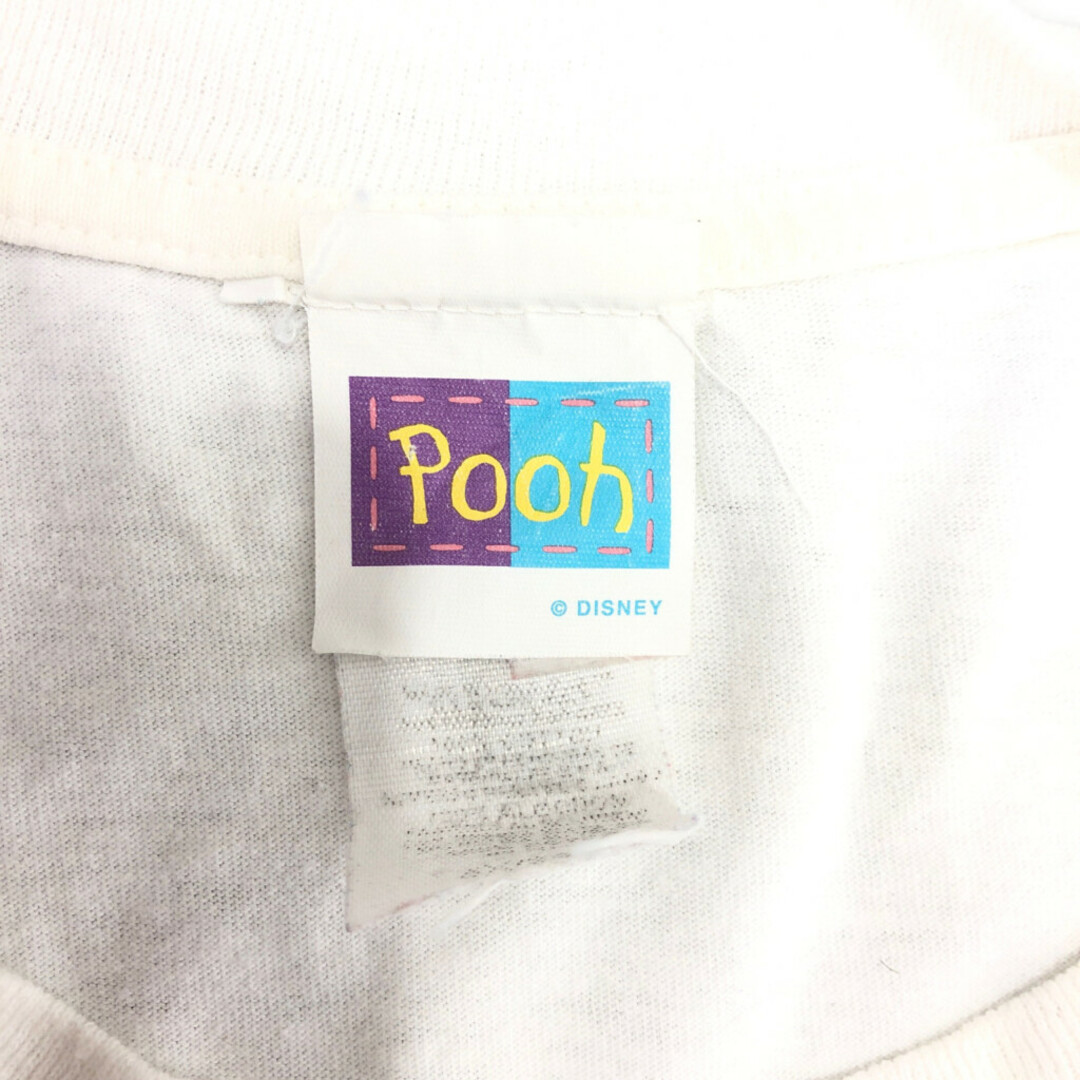 Disney(ディズニー)の90年代 Disney ディズニー Pooh くまのプーさん 半袖Ｔシャツ 大きいサイズ キャラクター ホワイト (メンズ 2XL相当) 中古 古着 Q6414 メンズのトップス(Tシャツ/カットソー(半袖/袖なし))の商品写真