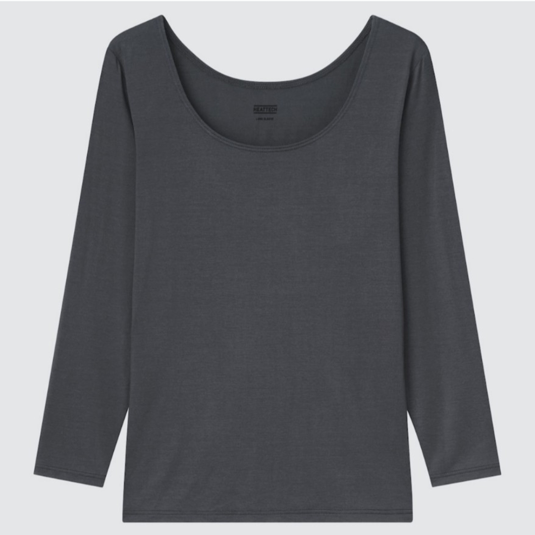 UNIQLO(ユニクロ)のユニクロ ヒートテックUネックT 8分袖 S ダークグレー2点 レディースのトップス(Tシャツ(長袖/七分))の商品写真