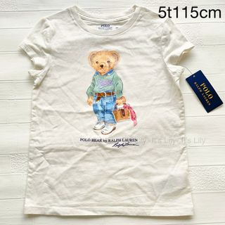 ラルフローレン(Ralph Lauren)の5t115cm  半袖　ベア　白　女の子　ラルフローレン(Tシャツ/カットソー)