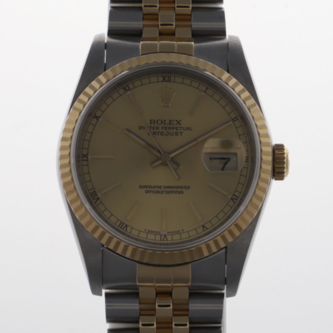 ROLEX(ロレックス)の【120843】ROLEX ロレックス  16233 デイトジャスト 36 シャンパンダイヤル R7番 YG/SS 自動巻き 保証書 当店オリジナルボックス 腕時計 時計 WATCH メンズ 男性 男 紳士【中古】 メンズの時計(腕時計(アナログ))の商品写真