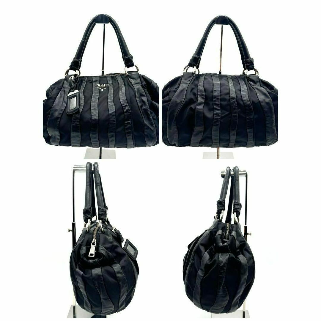 PRADA(プラダ)の極美品✨PRADA プラダ テスート✖️レザーバッグ トートバッグ ブラック レディースのバッグ(ハンドバッグ)の商品写真