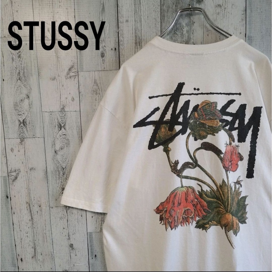 STUSSY(ステューシー)の[希少XLサイズ]stussy♤ボタニカル花柄 ビックロゴ Tシャツ メンズのトップス(Tシャツ/カットソー(半袖/袖なし))の商品写真