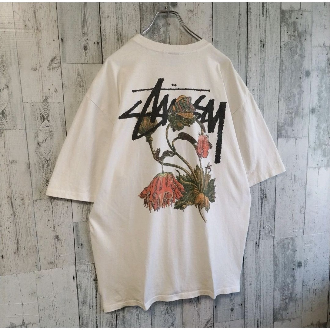 STUSSY(ステューシー)の[希少XLサイズ]stussy♤ボタニカル花柄 ビックロゴ Tシャツ メンズのトップス(Tシャツ/カットソー(半袖/袖なし))の商品写真