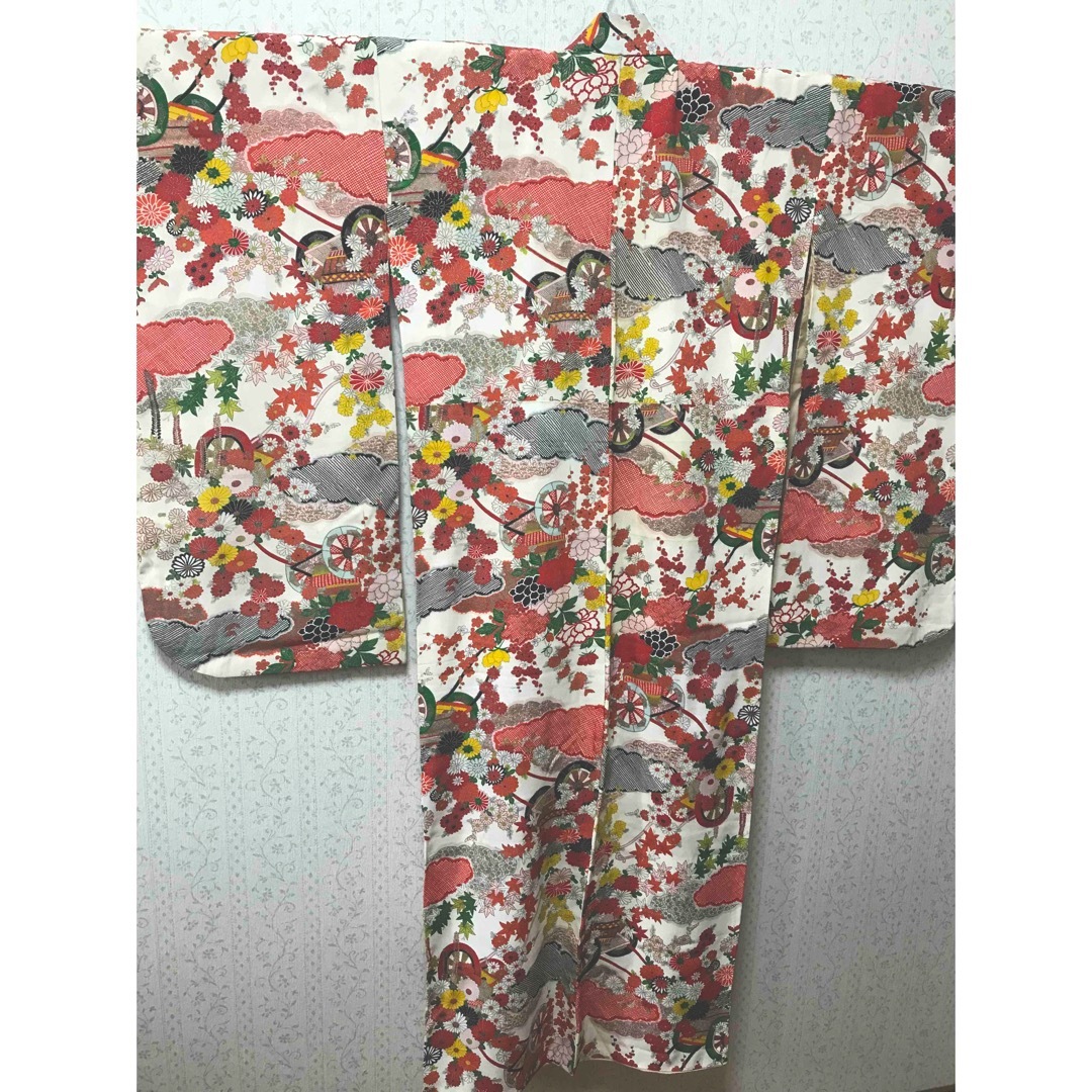 子供着物　アンティーク　七五三　7歳  正絹 キッズ/ベビー/マタニティのキッズ服女の子用(90cm~)(和服/着物)の商品写真