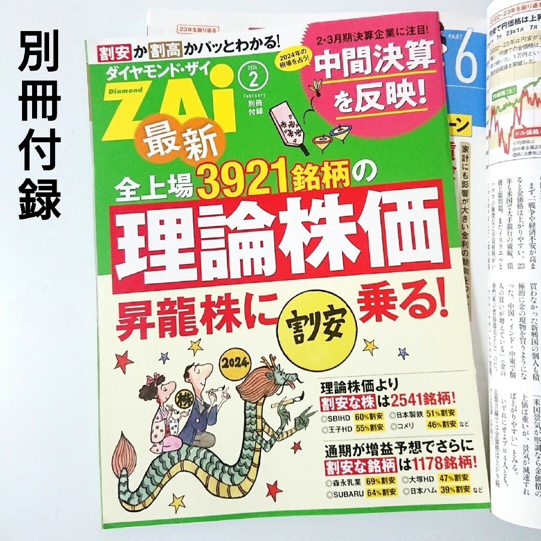 ダイヤモンド社(ダイヤモンドシャ)のダイヤモンドザイ ZAI 2024年2月号 人気の株500激辛診断 別冊付録付き エンタメ/ホビーの本(ビジネス/経済)の商品写真