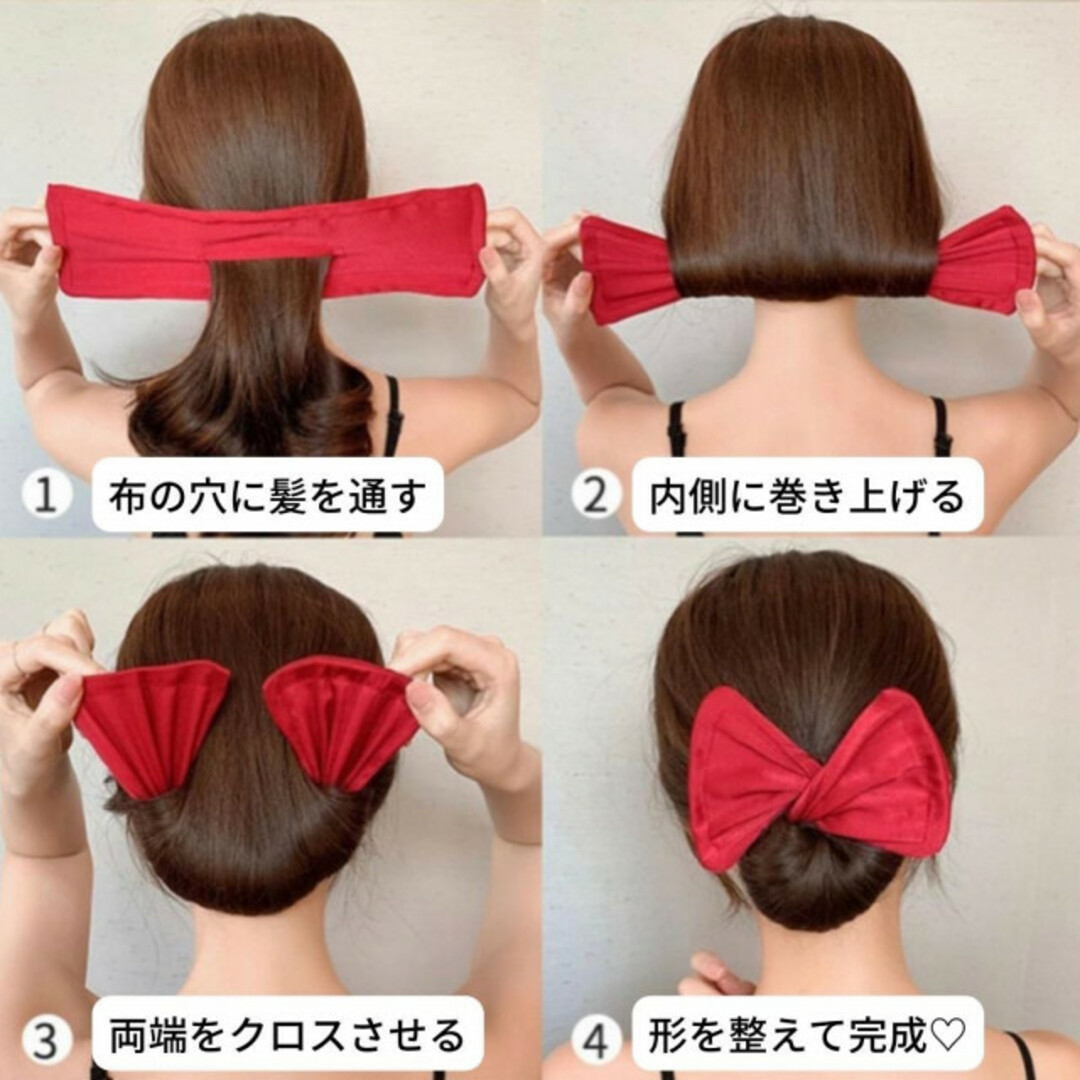 デフトバン お団子ヘアメーカー シニヨンメーカー リボン 簡単アレンジ 韓国 黒 レディースのヘアアクセサリー(その他)の商品写真