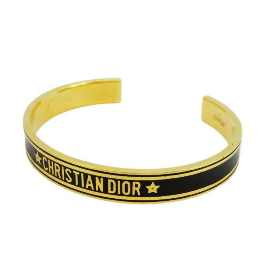 Dior(ディオール)の【4jhb108】クリスチャンディオール バングル/CHRISTIAN　DIOR　ロゴ/GPメッキ/ゴールド/ブラック 【中古】 レディース レディースのアクセサリー(ブレスレット/バングル)の商品写真