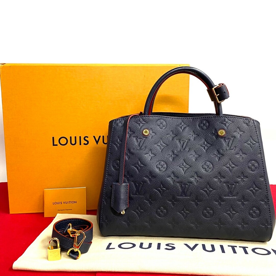 LOUIS VUITTON(ルイヴィトン)の未使用保管品 LOUIS VUITTON ルイヴィトン モンテーニュ MM モノグラム アンプラント レザー 2way ハンドバッグ ショルダーバッグ 紺 25866 レディースのバッグ(ハンドバッグ)の商品写真