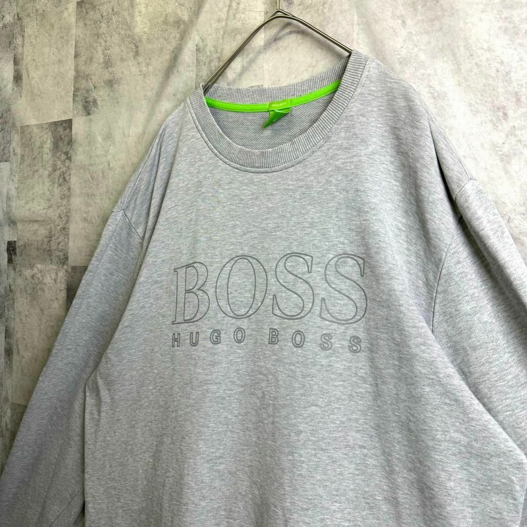 HUGO BOSS(ヒューゴボス)の美品 ビッグサイズ ヒューゴボス スウェット センターロゴ グレー XL メンズのトップス(スウェット)の商品写真