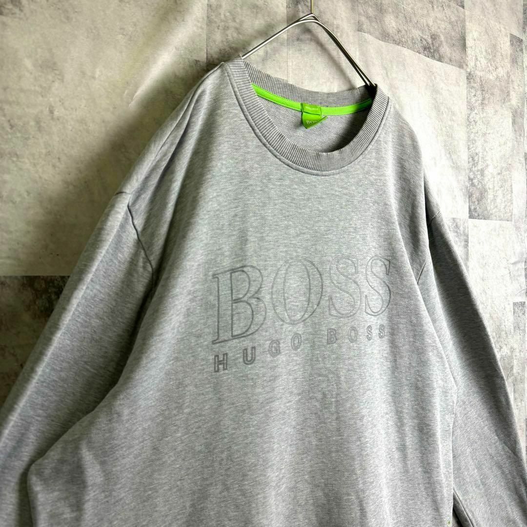 HUGO BOSS(ヒューゴボス)の美品 ビッグサイズ ヒューゴボス スウェット センターロゴ グレー XL メンズのトップス(スウェット)の商品写真