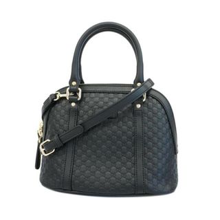 Gucci - 【4ib2088】グッチ ツーウェイバッグ/マイクログッチシマ/449654/レザー/ブラック/シャンパンゴールド金具 【中古】 レディース