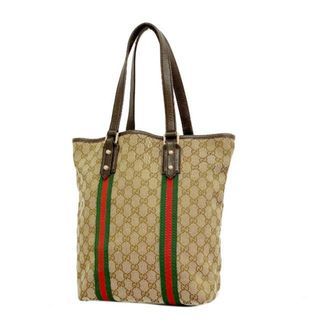 グッチ(Gucci)の【4ib2100】グッチ トートバッグ/GGキャンバス/シェリーライン/162899/キャンバス/ブラウン/シャンパンゴールド金具 【中古】 レディース(トートバッグ)