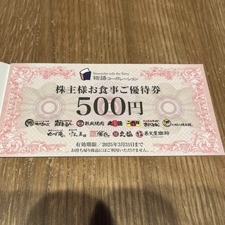 630物語コーポレーション　株主優待券(レストラン/食事券)