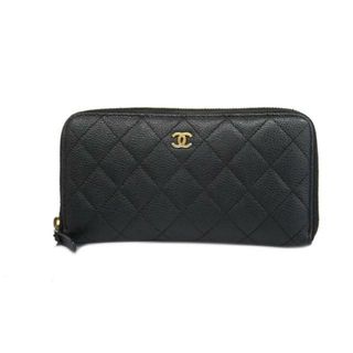 シャネル(CHANEL)の【4ib2166】シャネル 長財布/マトラッセ/キャビアスキン/ブラック/ゴールド金具 【中古】 レディース(財布)