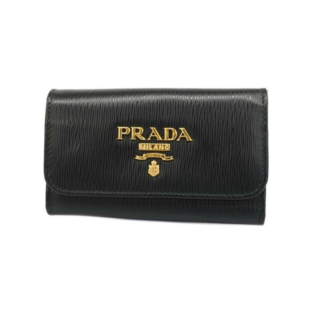 PRADA(プラダ)の【4ib2189】プラダ キーケース/レザー/ブラック/ゴールド金具 【中古】 メンズ/レディース/ユニセックス レディースのファッション小物(キーケース)の商品写真