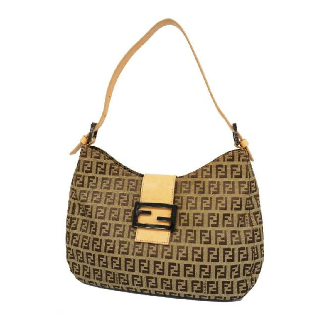 FENDI(フェンディ)の【4ib2191】フェンディ ショルダーバッグ/ズッキーノ/ナイロンキャンバス/ブラウン/シルバー金具 【中古】 レディース レディースのバッグ(ショルダーバッグ)の商品写真