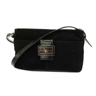 フェンディ(FENDI)の【4ib2192】フェンディ ショルダーバッグ/スウェード/ブラック/シルバー金具 【中古】 レディース(ショルダーバッグ)