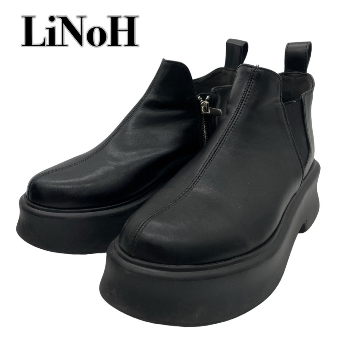 LiNoH タンクソールチェルシーブーツ 26.5cm 黒ブラック レザー メンズの靴/シューズ(ブーツ)の商品写真
