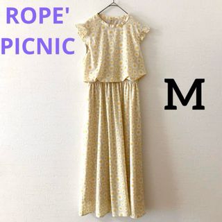 ロペピクニック(Rope' Picnic)のロペピクニック ♥️ 花柄 ノースリーブ ロングワンピース M イエロー 夏 春(ロングワンピース/マキシワンピース)