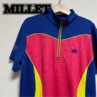 ミレー(MILLET)のmillet ミレー 登山用 ハイキング用  ハーフジップ 半袖　花柄(Tシャツ(半袖/袖なし))