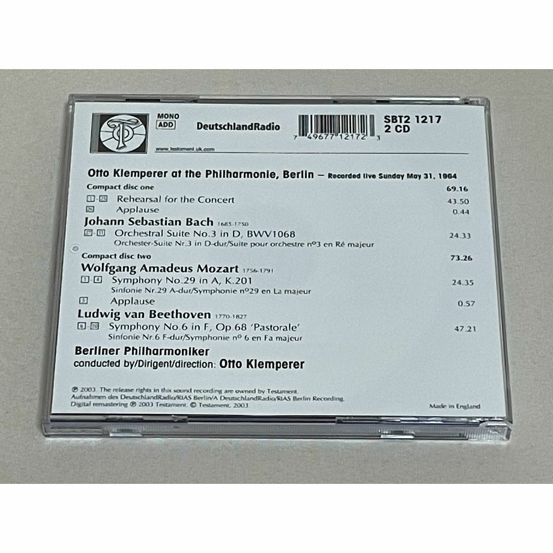 2CD◇バッハ 管弦楽組曲第3番/ベートーヴェン 田園/クレンペラー◇S18 エンタメ/ホビーのCD(クラシック)の商品写真