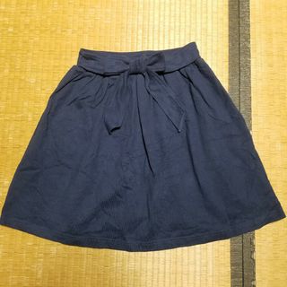 膝丈スカート ネイビー 腰リボン 腰ヒモ 未使用