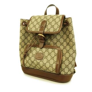 グッチ(Gucci)の【4ib2256】グッチ リュックサック/GGスプリーム/674147/PVC/レザー/ブラウン/ゴールド金具 【中古】 レディース(リュック/バックパック)