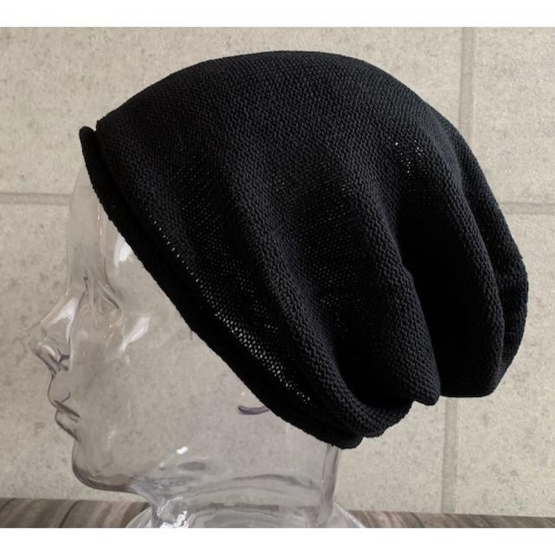 送料込 日本製 Mサイズ ニット帽 シルク シームレス ワッチ ビーニー bk レディースの帽子(ニット帽/ビーニー)の商品写真