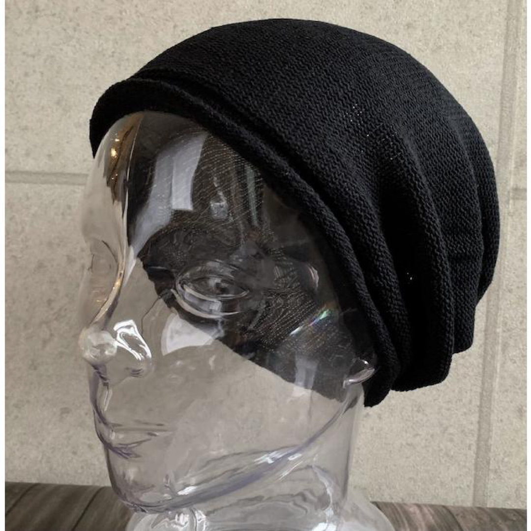 送料込 日本製 Mサイズ ニット帽 シルク シームレス ワッチ ビーニー bk レディースの帽子(ニット帽/ビーニー)の商品写真