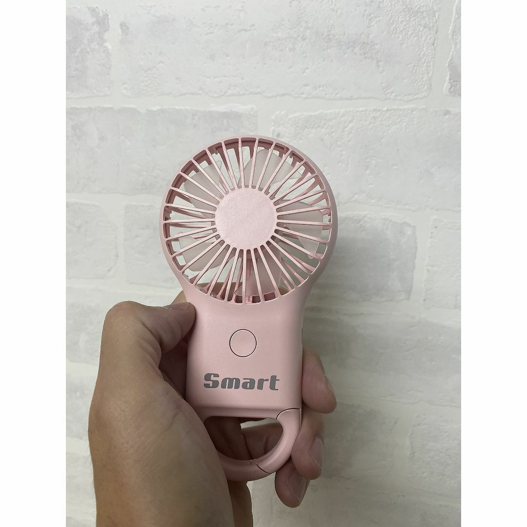 【色: ピンク】smart ハンディファン 携帯 扇風機 充電式 パワフル 静か スマホ/家電/カメラの冷暖房/空調(その他)の商品写真