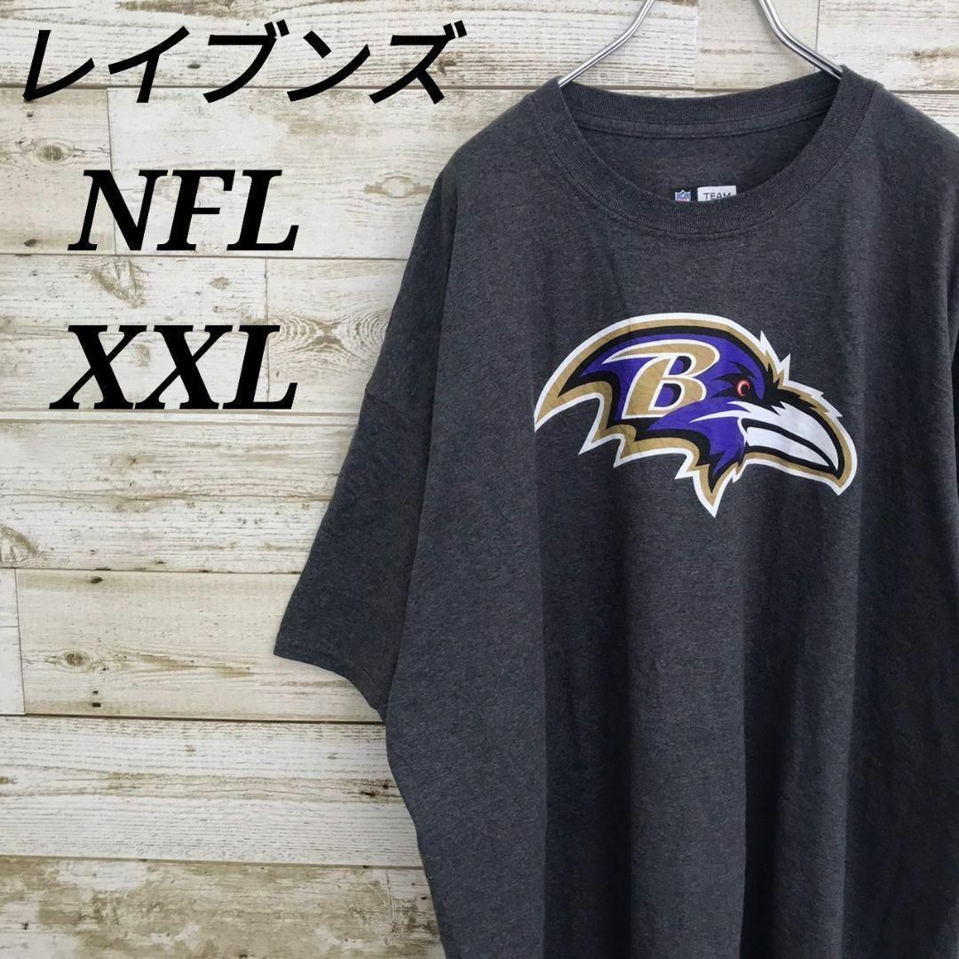 【k3950】USA古着NFLチームロゴプリント半袖TシャツレイブンスXXL メンズのトップス(Tシャツ/カットソー(半袖/袖なし))の商品写真