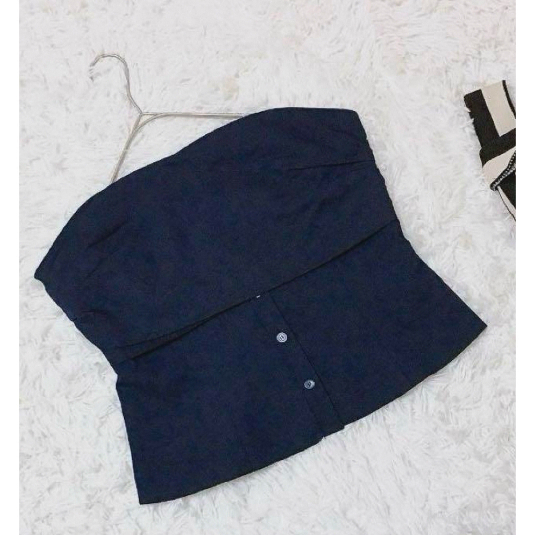 ZARA(ザラ)のZARA ザラ ビスチェ　Lサイズ　ネイビー レディースのトップス(ベアトップ/チューブトップ)の商品写真